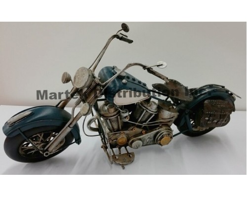Moto en métal vintage Bleu style antique
